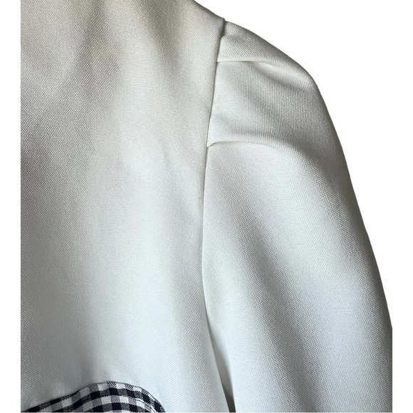 Women’s Quartz Vintage blazer front white blue navy button shoulder pad size 14. - Picture 13 of 16